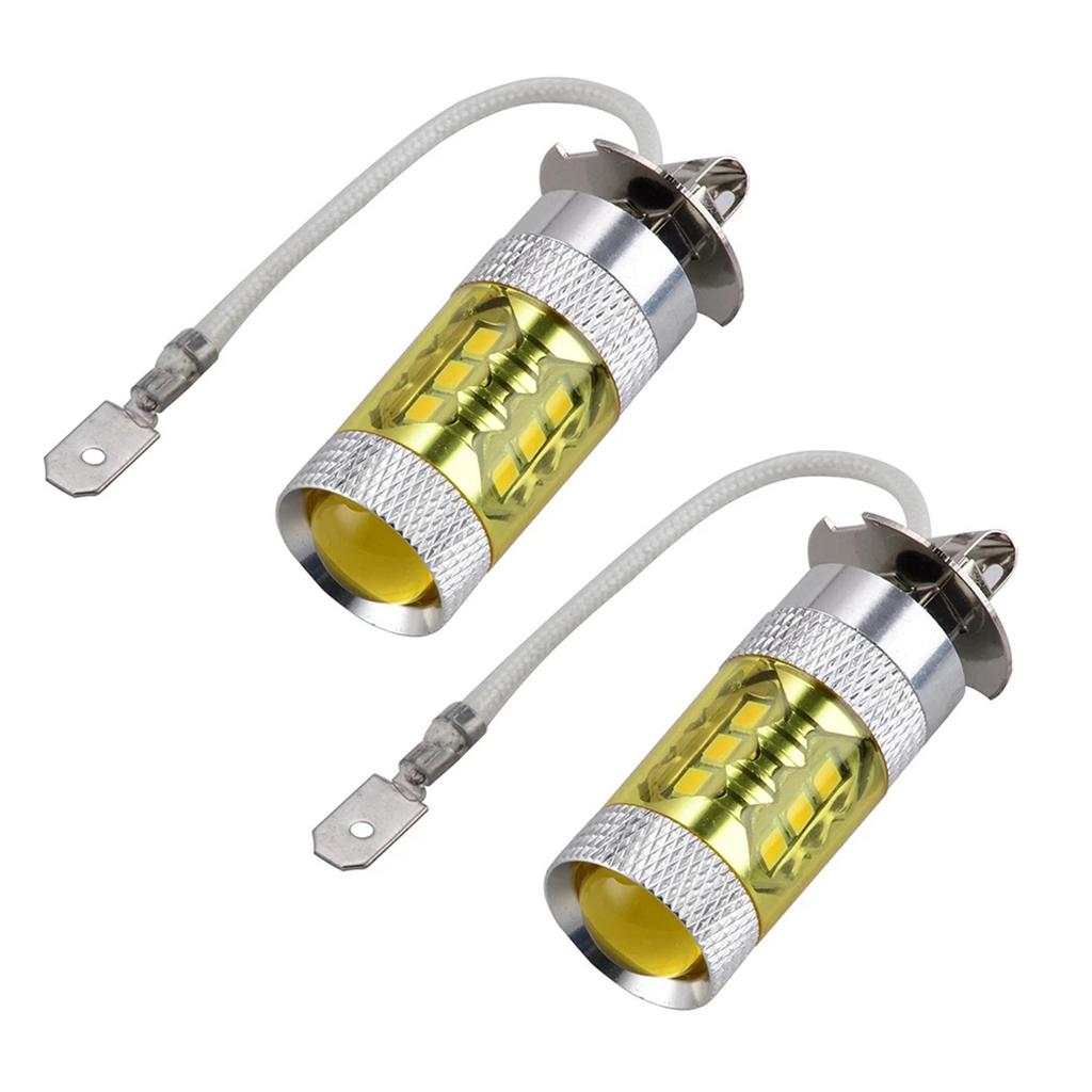 2pcs H3 LED Fog Lights Bulb 80W 16LED High Power Yellow White Lighting DRL Bulb Replacement For Car Truck Motorcycle Accessories