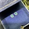 100% Natural Emerald Stud Earrings Luxury Style 3*4 Mm 925 Silver Colombian 0.5ct
