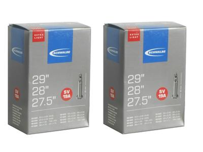 Set of 2 SCHWALBE Lightweight Tubes 19A-SV for 27.5x2.00/2.35, 28x1.5/2.40, and 29x1.75/2.40 Tires with 40mm Presta Valves [Imported]