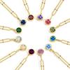 Stainless Steel Vacuum-Plated Birthstone Rhinestone Necklace for Women - Fashionable European & American Style