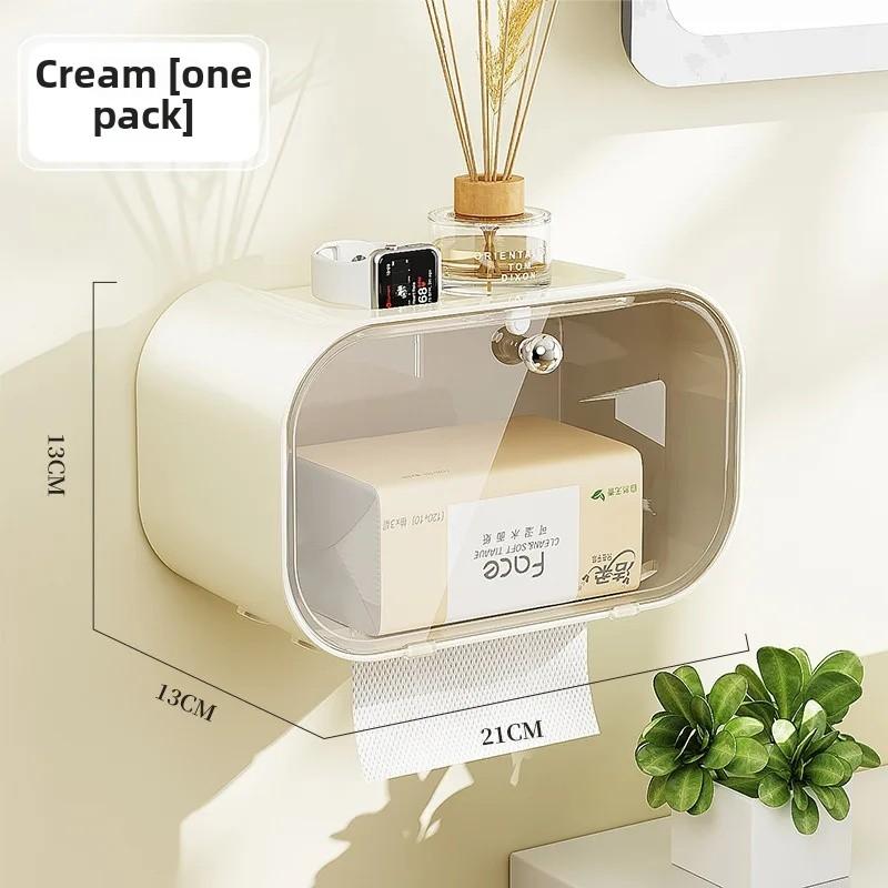 Bathroom Tissue Box No Punching Toilet Paper Holder Wall Mounted Roll Paper Drawer Waterproof Ins Style Home Goods