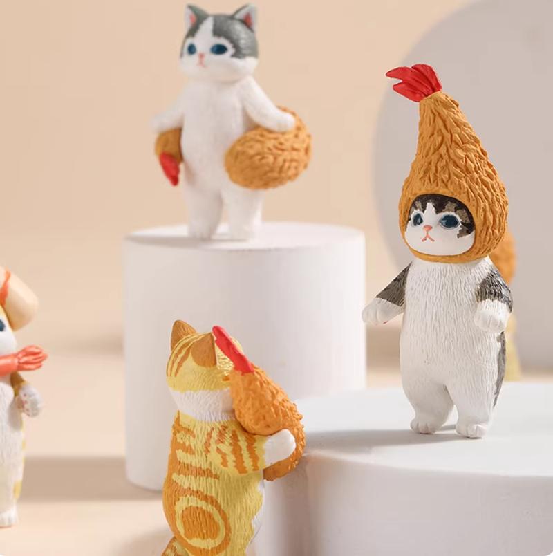 Mufosand Fried Shrimp Shark Cat Blind Box Backpack Collectible Pvc Action Figure Trendy Toys Birthday Gift