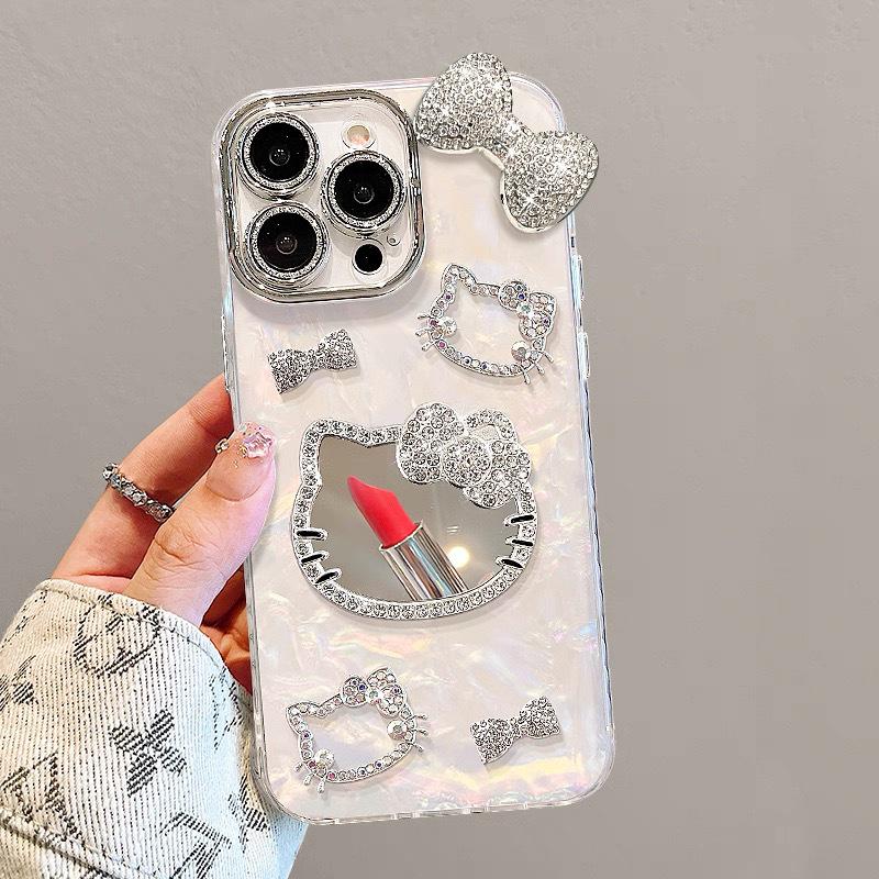 

Shell Pattern KT Mirror Bowknot Case for iPhone 17 Pro Max/15/12 17 Pro
