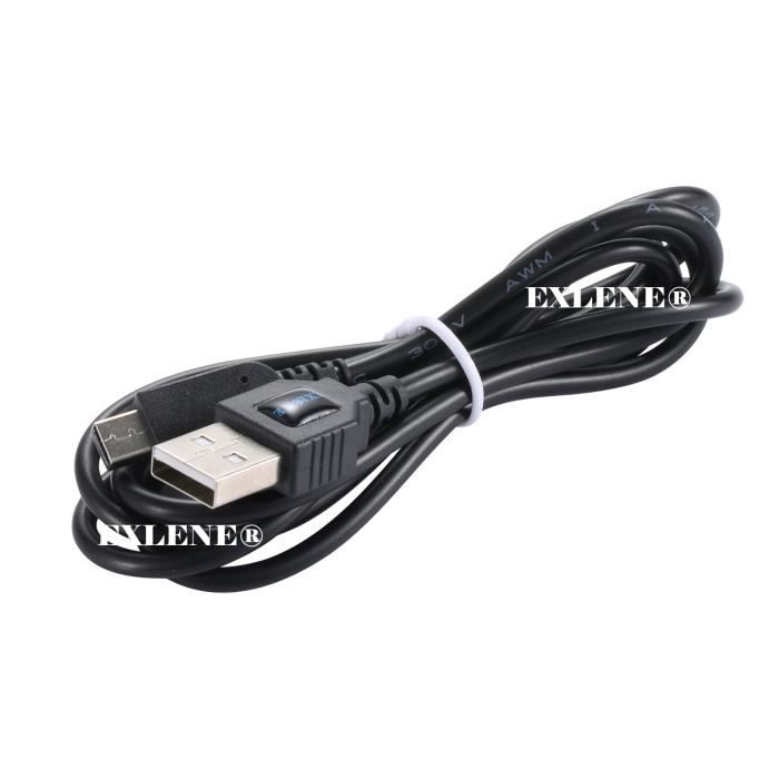 Câble USB de charge - Exlene® - 1.2m - Compatible Nintendo 3DS/DSi/XL/2DS - Noir - Charge pendant utilisation