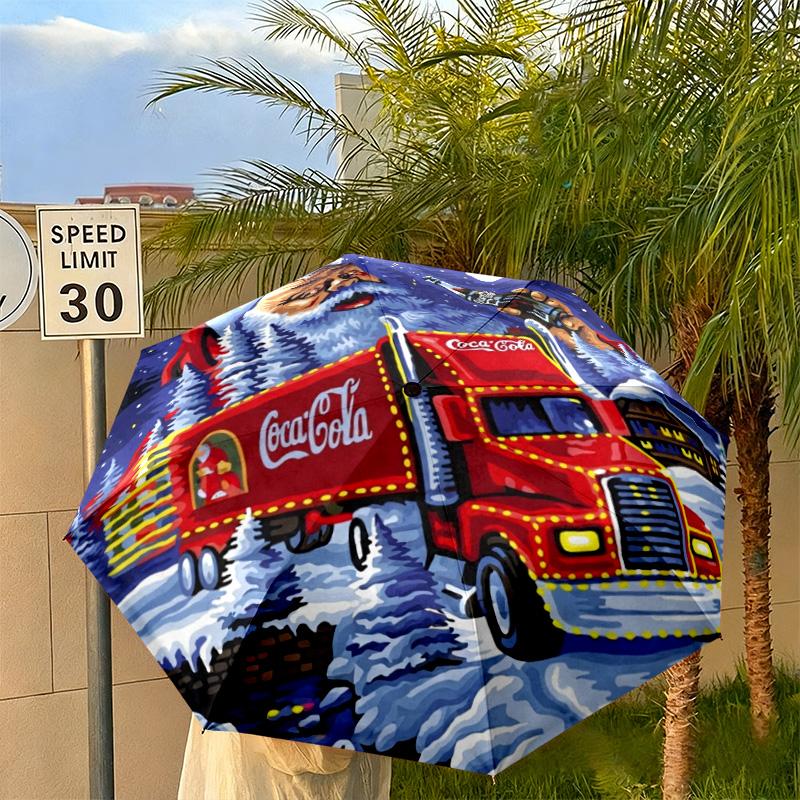 Christmas Gift Halloween Theme Bear Truck Coca Cola umbrella is suitable for all seasons, including home travel and outdoor activities Y15