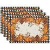 Thanksgiving Design Placemats Linen Rectangular Table Mats Heat Resistant for Dining Kitchen Autumn Festival Atmosphere Placemat