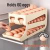 Slide Egg Storage Box: 4-Tier Step-Style Holder for Fridge Door, Large Capacity Automatic Roller