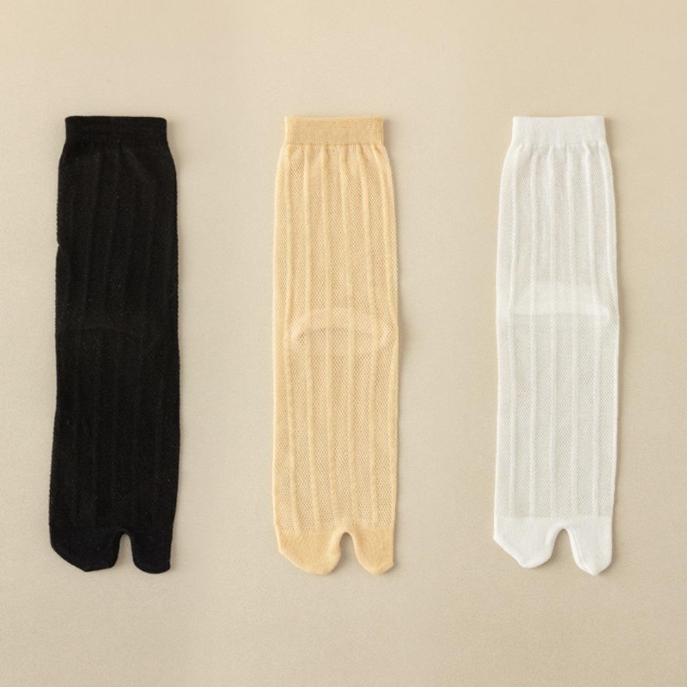 Sweet Two Toe Socks Simple Summer Thin Socks Solid Color Split Toe Tube Socks  Daily