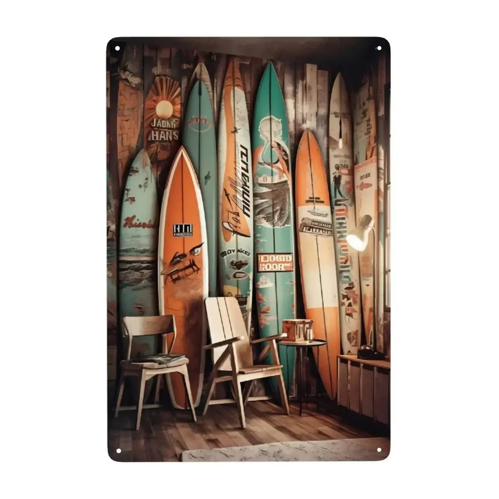Retro Tin Signs Beach Room Decor Vintage Beachy Bedroom Surfboard Wall Decor 12x8 Inches Sign For Surfer Girl Aesthetic