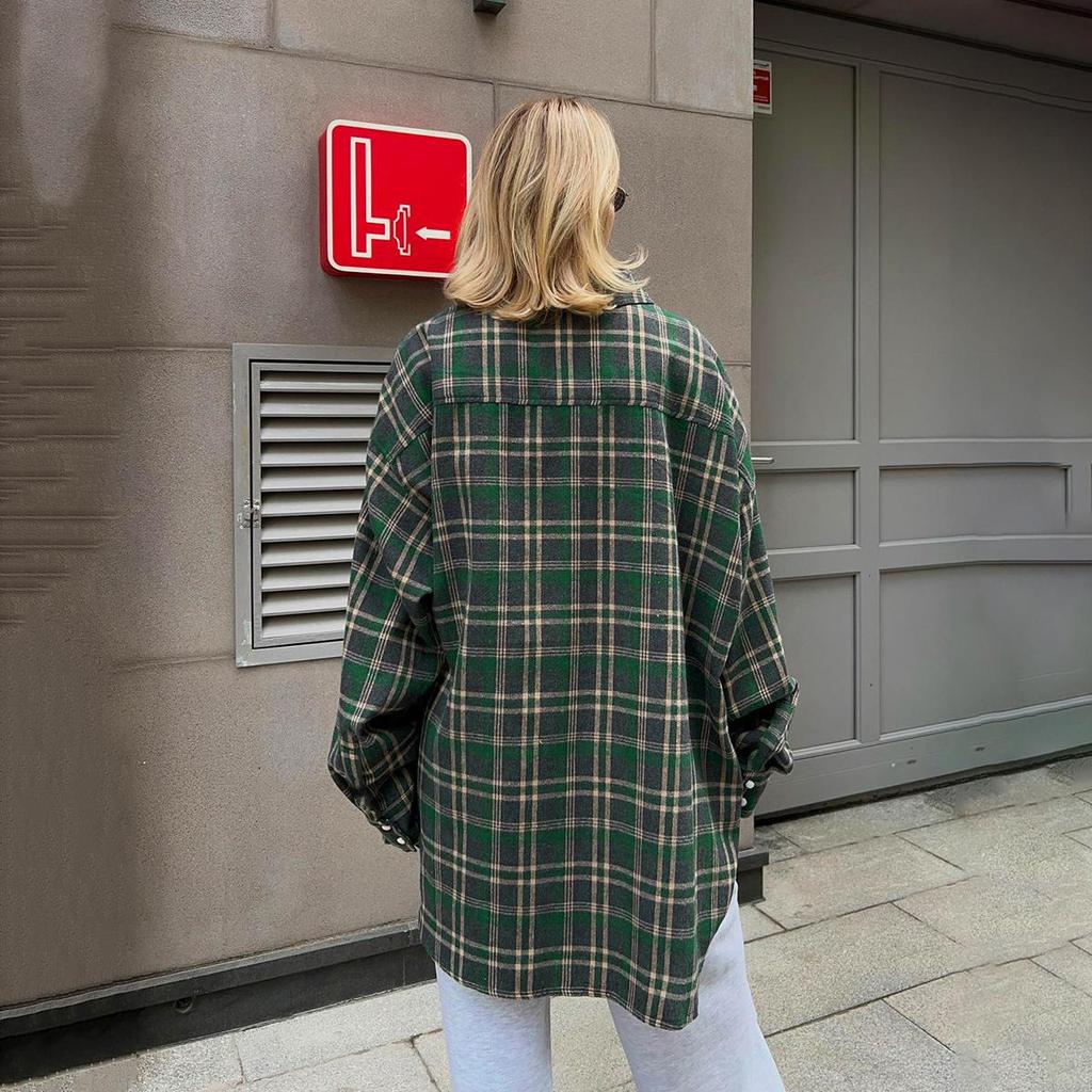 Frauen Frühling Herbst Temperament Plaid Anzug Kragen Langarm Hemd Blusen