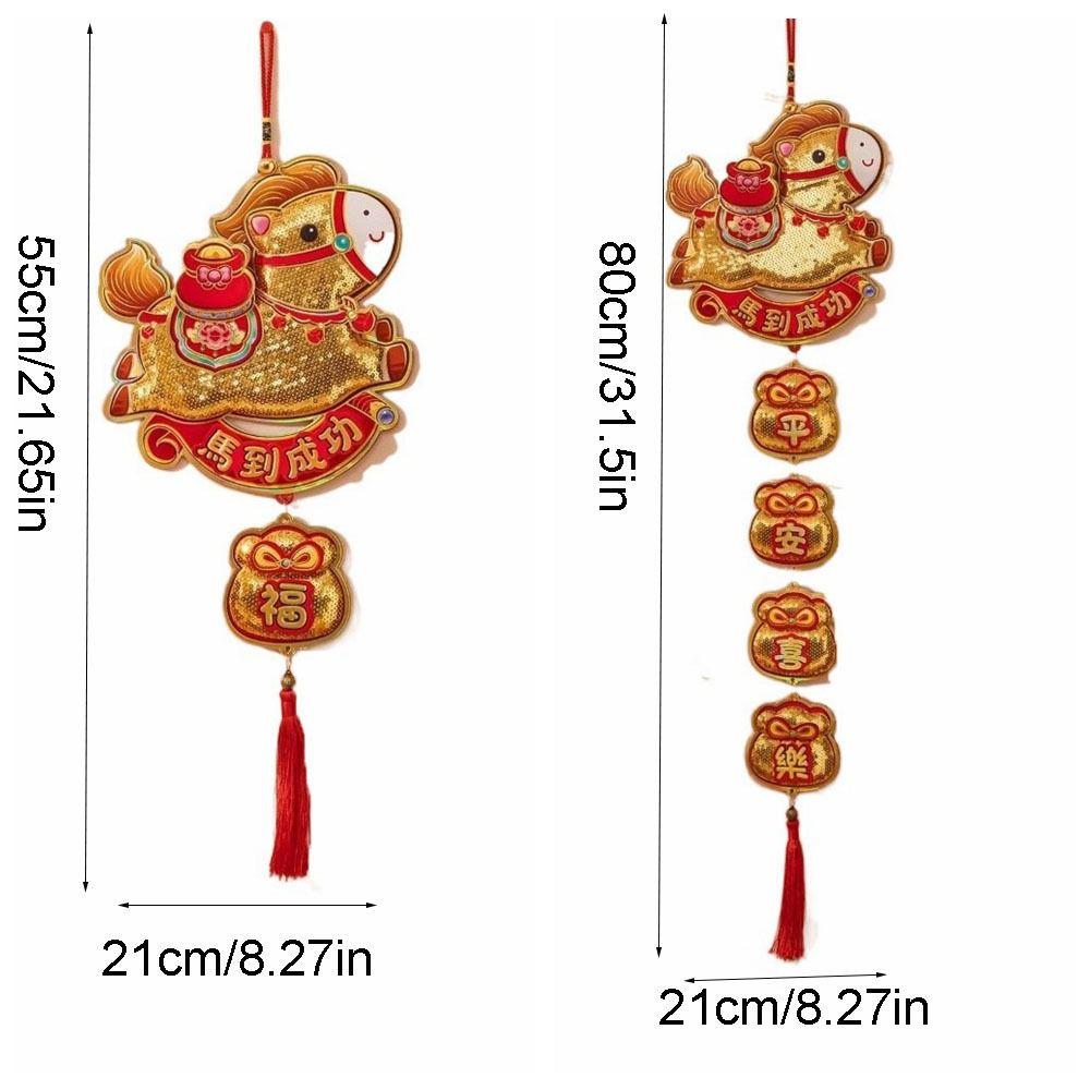 Sequins Horse Wall Hanging Ornaments Glitter Door Decoration Year of The Horse Pendant Bedroom