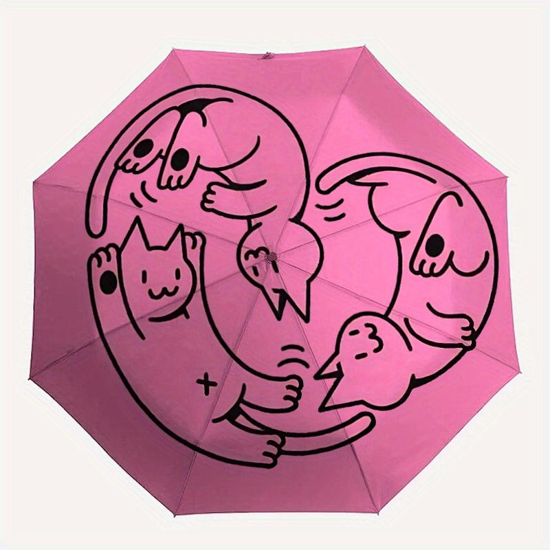

1pc PawPrints Heartbeat Automatic Open/Close Umbrella, Portable Folding Umbrella for Travel, Themed Events, It is suitable as a gift for various festi