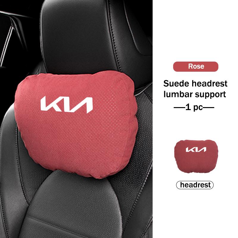 For KIA Suede Breathable Car Headrest Lumbar Support Mat Neck Protection Pillow Stinger Optima Cerato Soul Venga Forte Spectra