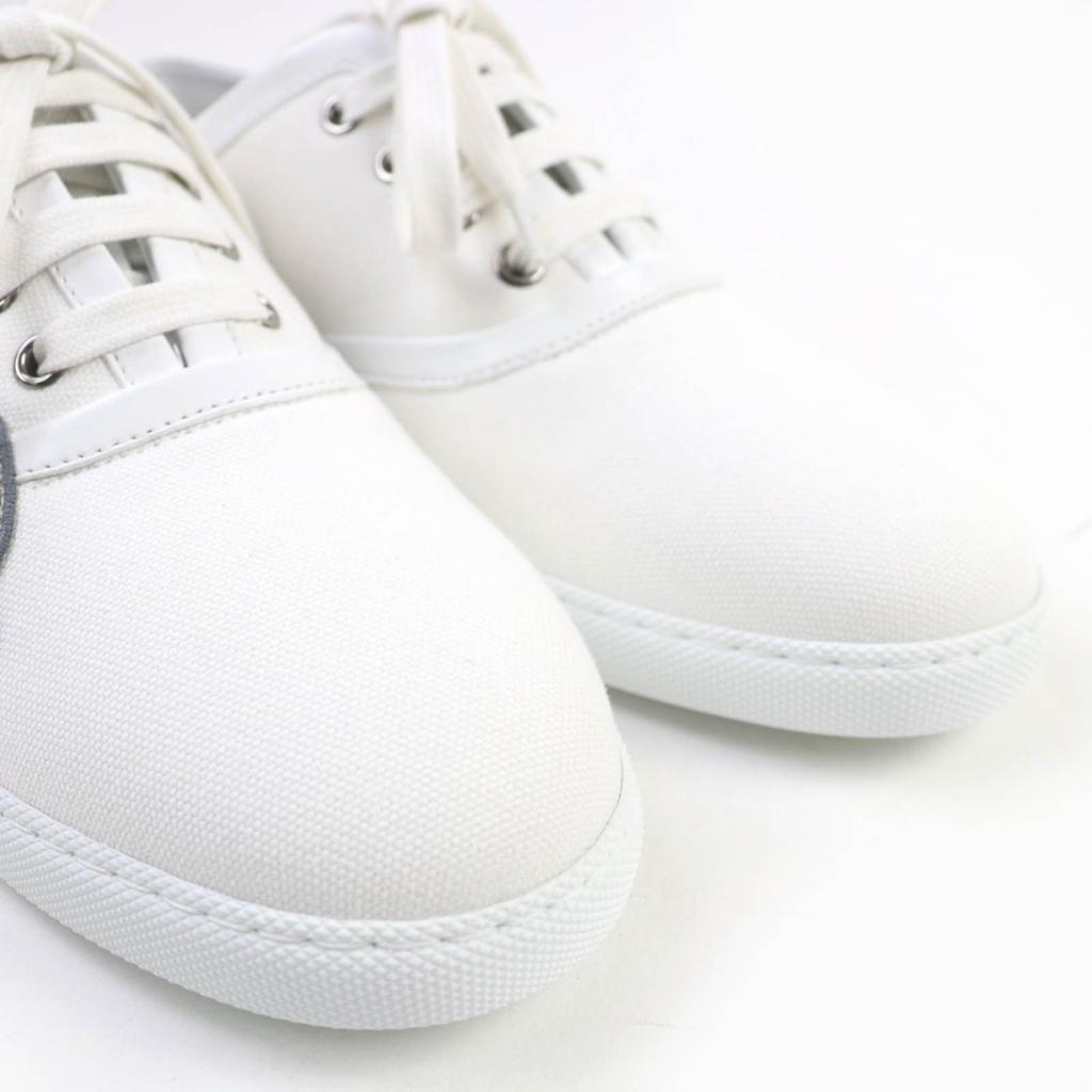 Makellose HERMES Sneaker Innocent gestickte Aufnäher weißes Canvas Damen 38.5 Gebraucht