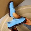Chaussures à semelles souples, chaussures décontractées à lacets cousues à la main pour femmes, grande taille
