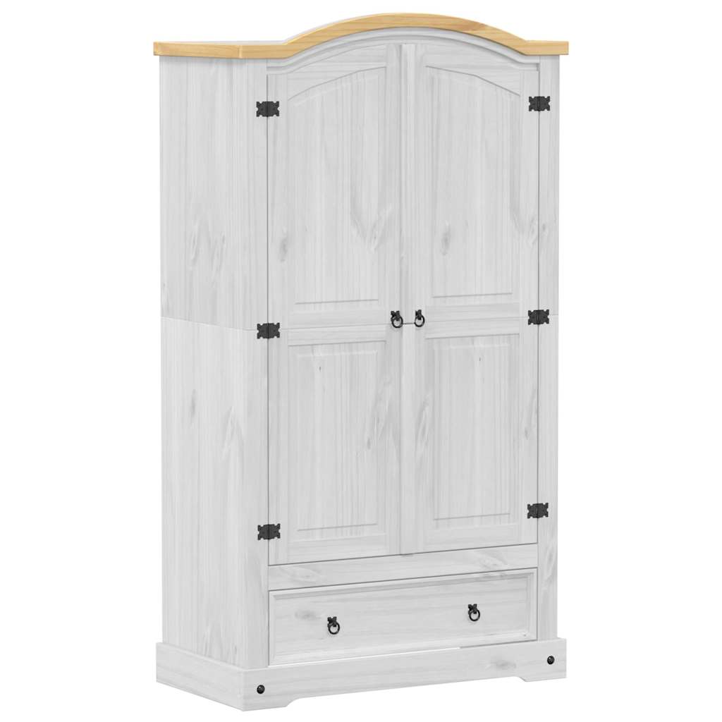 Corona Kleiderschrank Weiß 102 x 52 x 186 cm Massives Kiefernholz