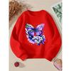 Unisex Crewneck Sweatshirt - Purple Butterfly Floral Pattern Art Machine Washable, Spring And Autumn, Sportswear And Casual Wear, Soft And Comfortable