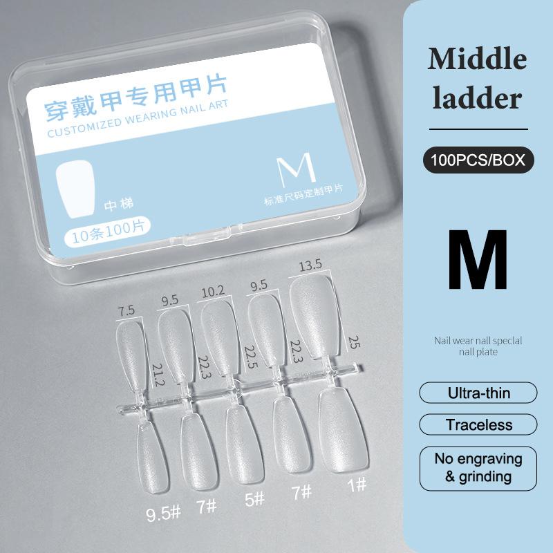 100Pcs/Box Xs/S/M Fake Nails No Polishing No Trace Press On Nails Clear Artificial Thin Nail Tips For Nail Extension Home Diy