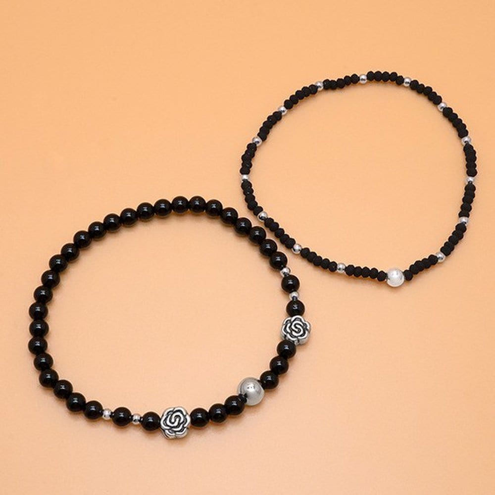 Onyx and Beads 2-Piece Slim Bracelet Bz473