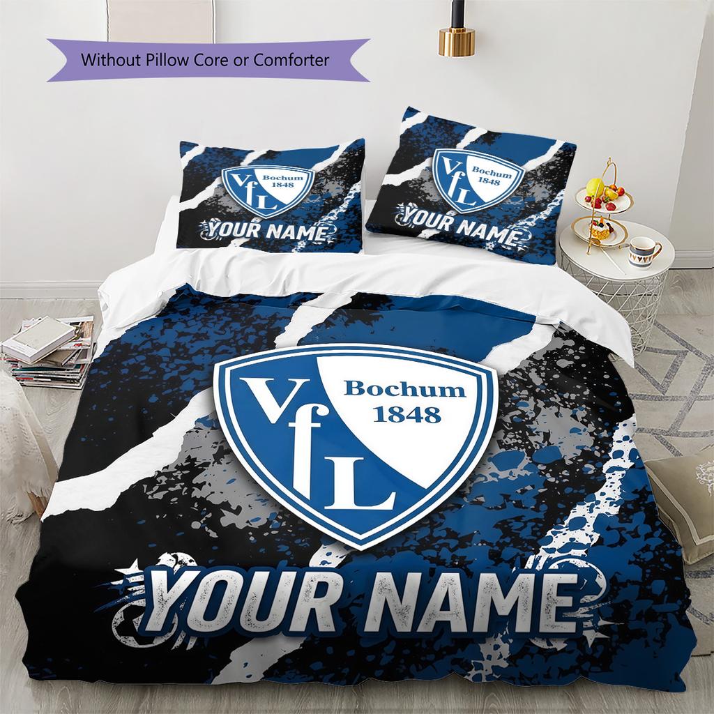 Custom Name VfL Bochum Pattern Bedding Quilt Set Home Decoration Gift (1 * duvet cover + 2 * pillowcase without core)