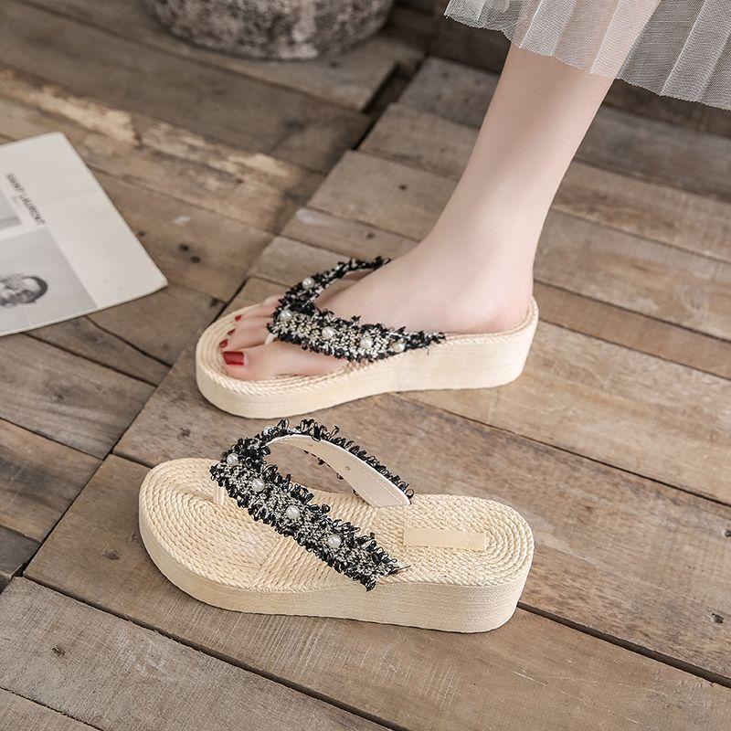 Mode Sandalen Juwelen Slides Kristalle auf Strand Frau Hausschuhe Flip-Flops Schuhe für Frauen Rhenstone Neue Stil H Sandale Schuh Großhandel 39