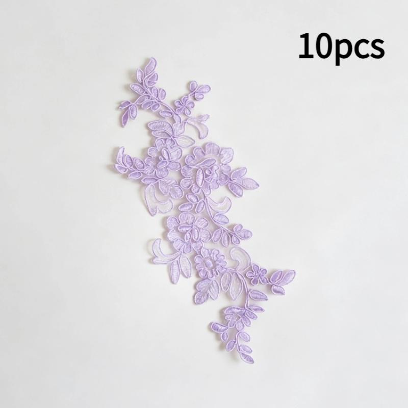10Pcs Floral Lace Applique Pair Embroidery Flower Patch Sew On Lace Motif For Wedding Dress Garment Decoration