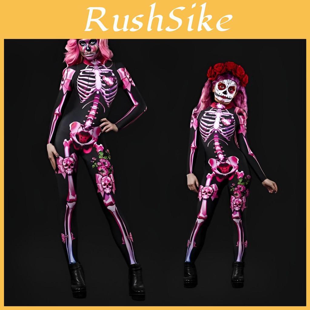 Womens Halloween Skeleton Cosplay Bodysuit Jumpsuit For A Spooky Look