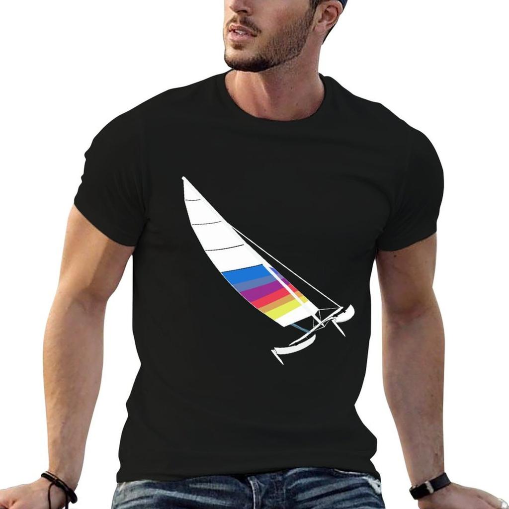 Hobie 16-Beach Cat-Flying Hull-Weiß-01 T-Shirt Basic Tägliches Outfit Kurzarm-T-Shirt