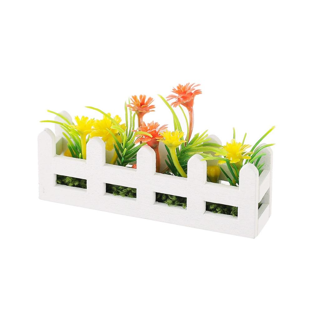 1:12 Scale Flower Fence Decor 8 Styles Miniature Potted Plants Toys Doll House Decor