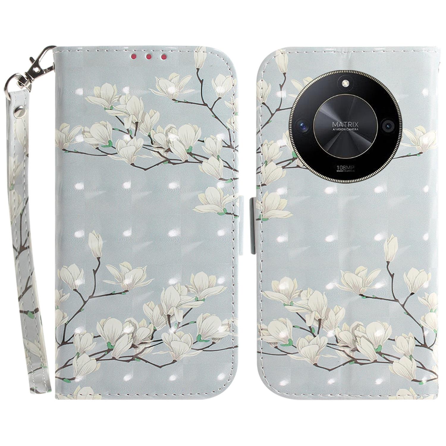 

For Honor X9b 5G/Magic6 Lite 5G/X50 5G Case 3D Pattern Print Scratch-proof Phone Wallet Cover E