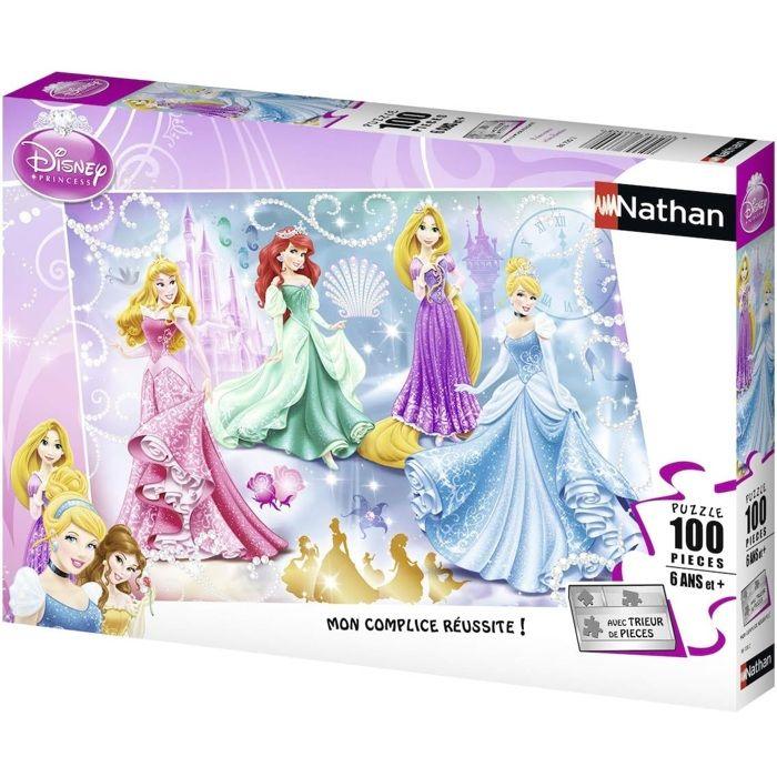 Puzzle 100 Pièces - Princesses Étincelantes - Disney Princesses - Trieurs De Pièces - Nathan