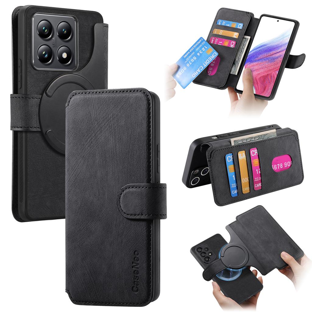 For Xiaomi 14T Magnetic Case CASENEO Detachable Leather Phone Wallet Cover
