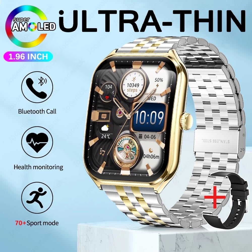 New Ultra Thin Smart Watch Men AMOLED Ultra HD Heart Rate Sports Bracelet Always Display Time BT Calling Smartwatch
