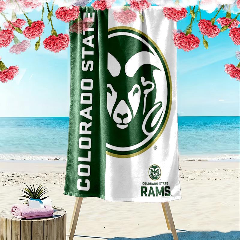 Colorado State Rams Print Beach Towel, Large Soft Quick Dry Towel for Beach Camping Swimming