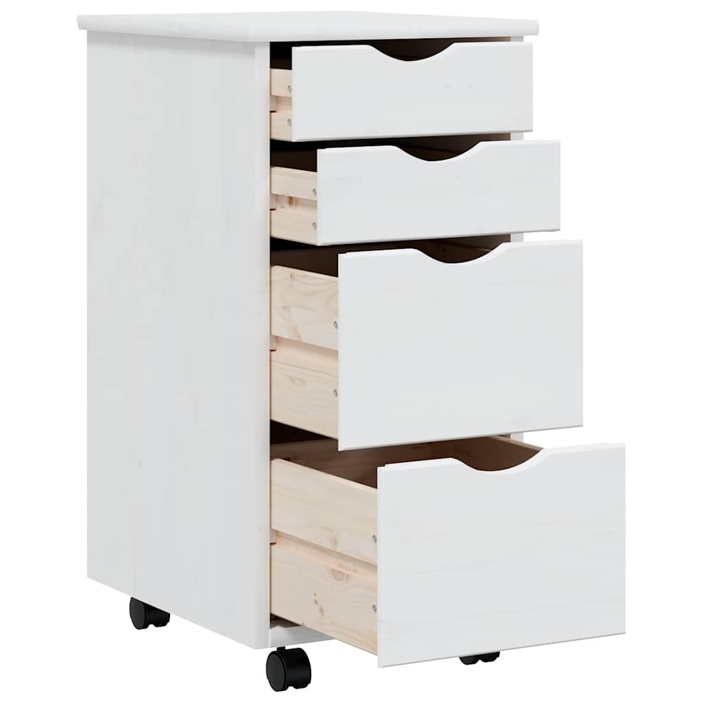 MOSS Mobile Drawer Cabinet in White Solid Pine Wood