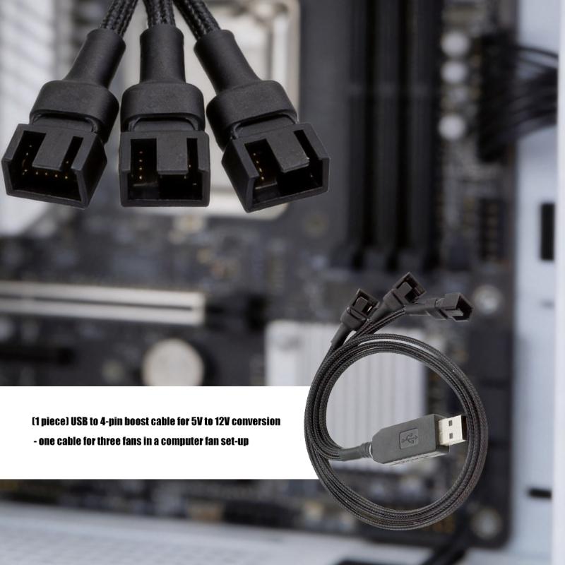 USB To 4Pin Boost Cable Converts 5V To 12V For PC Fan With PVC Material And Stable Power Output