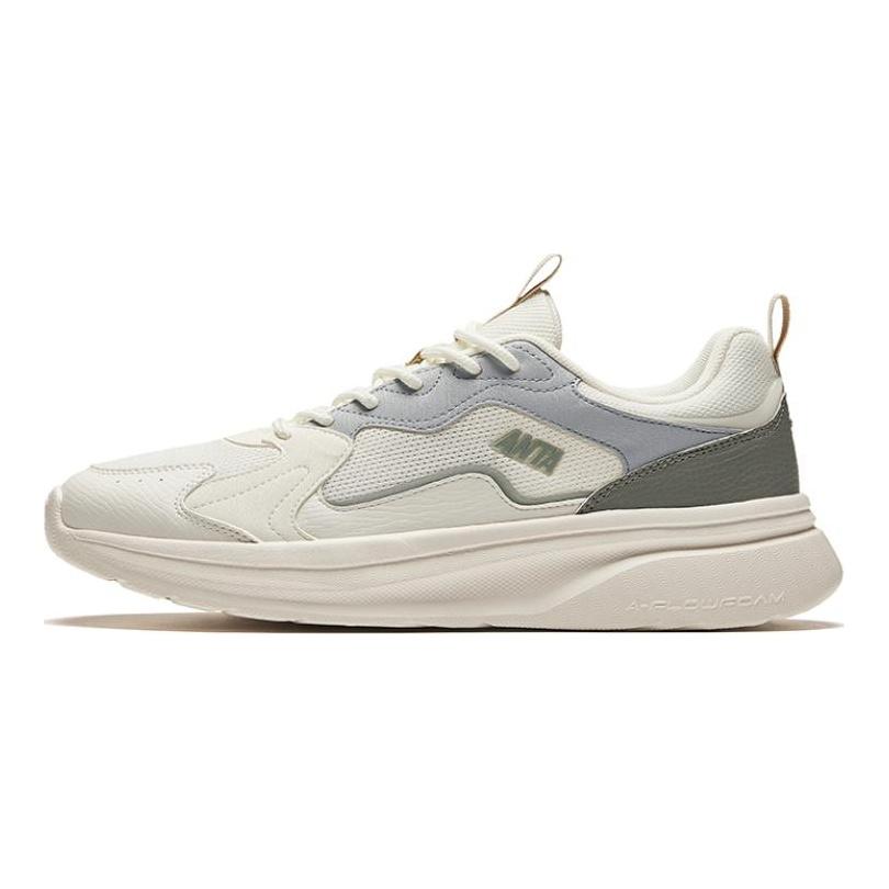 Anta Life Collection Cushioning Slip Resistant Abrasion Resistant Low Top Casual Shoes Men's White Gray 912438808-3