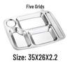 Handun 304 Stainless Steel 3-Compartment Divided Dinner Plate