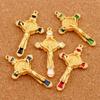 6Pcs 5Colors Enamel Saint Benedict Medal Cross Crucifix Spacer Charm Beads Pendants L1670