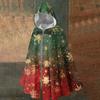 Christmas Print - A Stylish Long Hooded Cape Suitable For Both Men And Women
