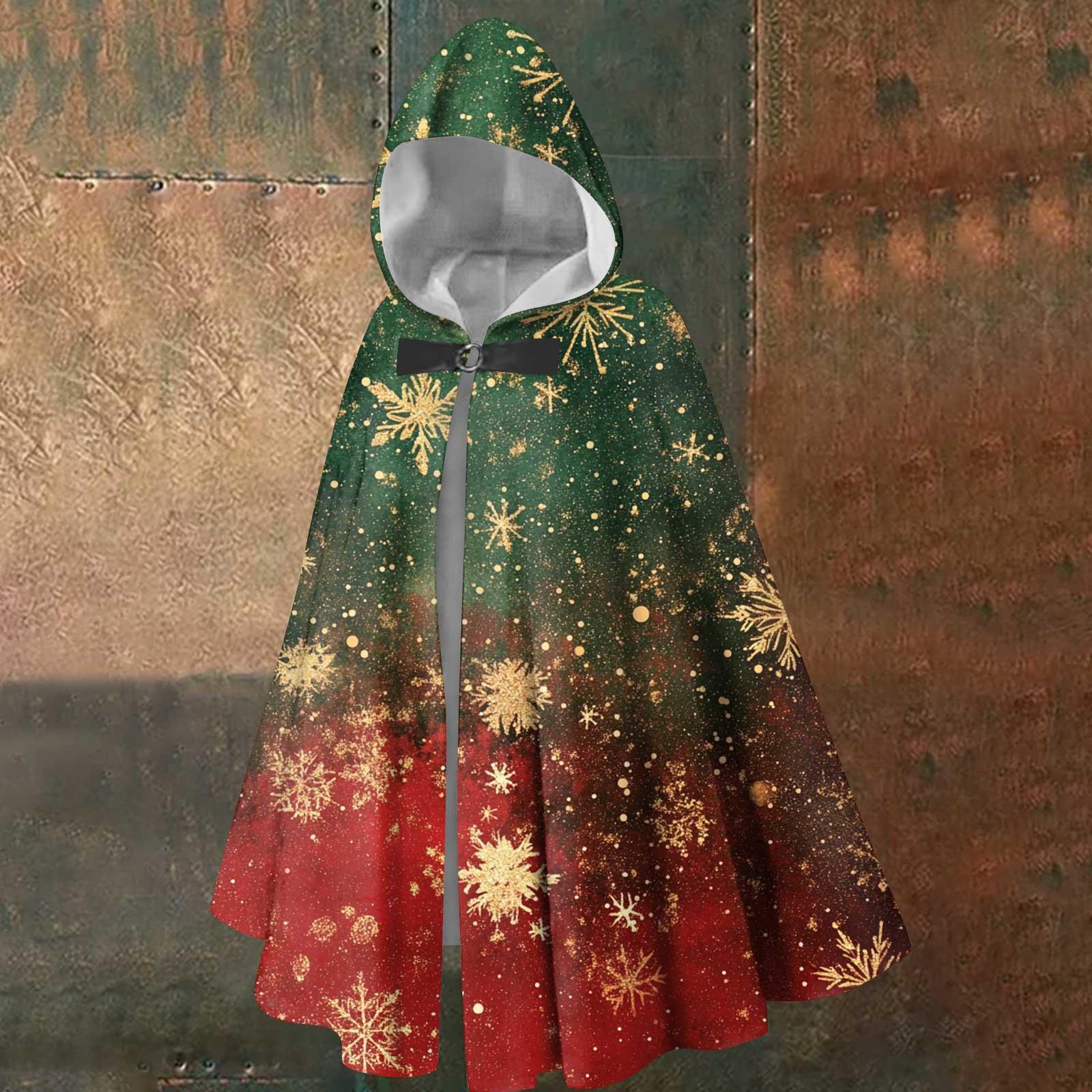 

Рождественский принт — стильная длинная накидка с капюшоном, подходящая как мужчинам, так и женщинам One Size винный