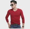 2023 Men's Slim Fit Long Sleeve Solid Color Pullover Shirt for Autumn/Winter