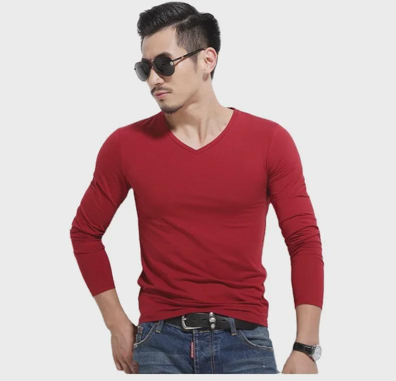 2023 Men's Slim Fit Long Sleeve Solid Color Pullover Shirt for Autumn/Winter