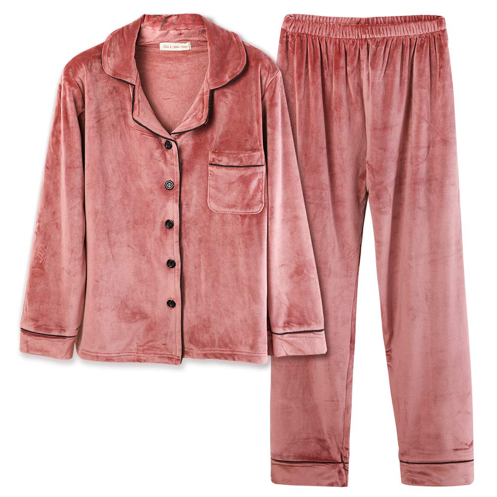 Super Ora Long Sleeve Open Top and Bottom Long Warm and Cute for and Winter Women's Pajamas, Fluffy, Front, Collared, Set, Pants, Spring, Autumn,