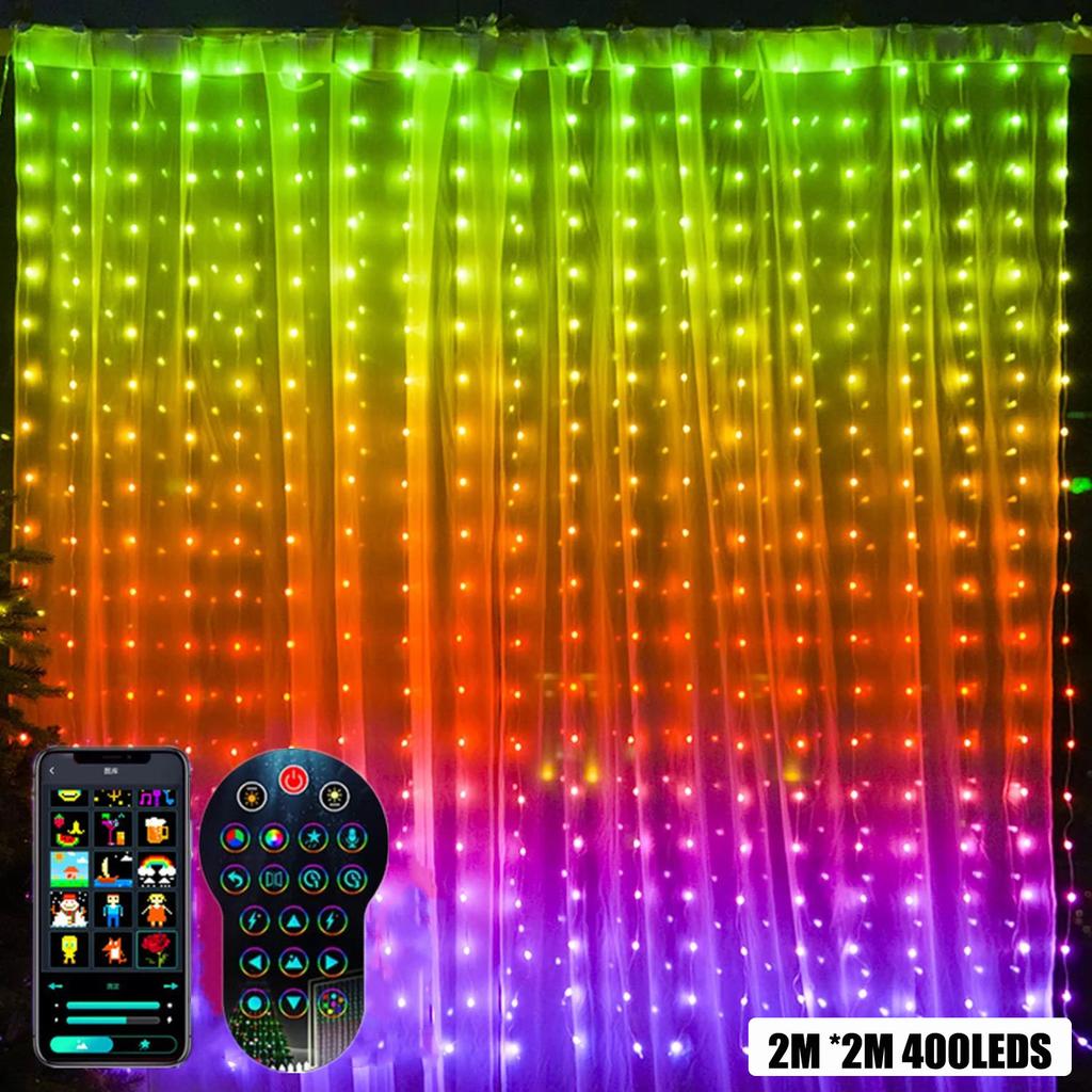 Smart Garland Curtain LED RGB Valentines Day Fairy Light DIY Pattern Dynamic For Living Room Decor Outdoor Street Light