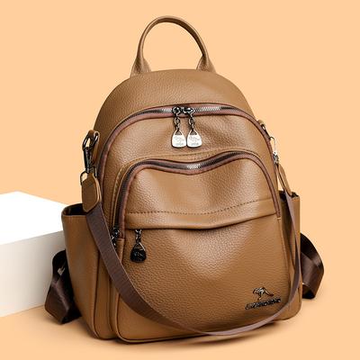 Sac à dos pour femmes en cuir souple petit sac à dos mode décontracté tout-en-un grande capacité multicouche à main billet épaule bandoulière
