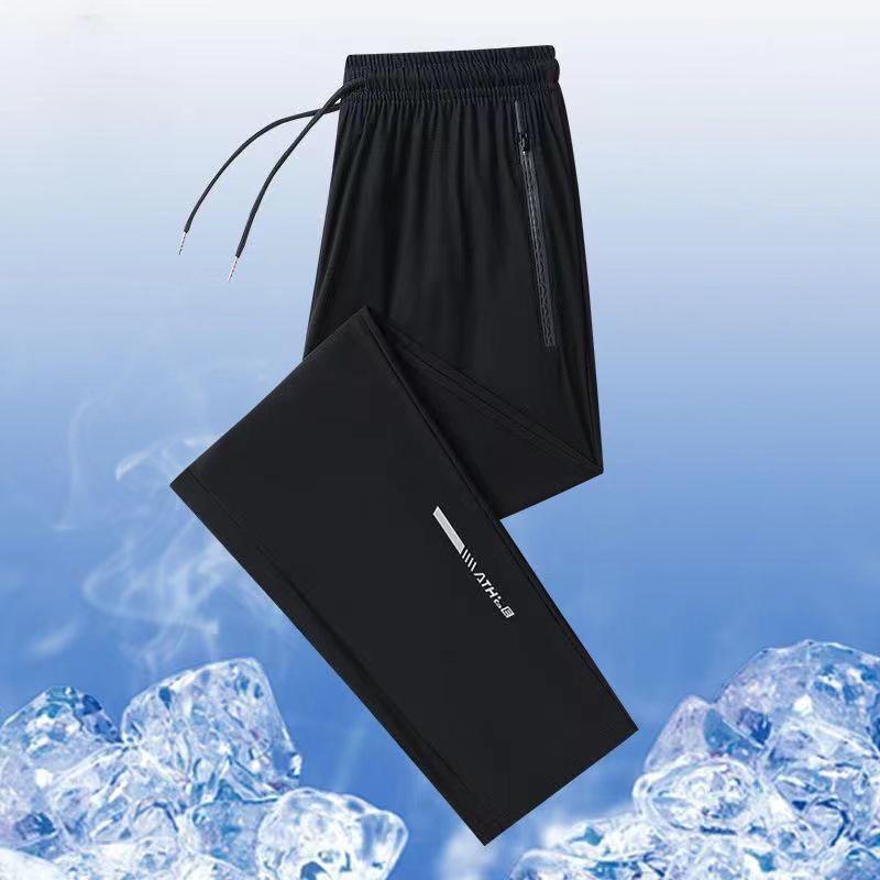 

Чоловічі швидковисихаючі стрейч-спортивні штани Ice Silk - вільні, прямі, L, літній повсякденний одяг XL, 120-135 jin