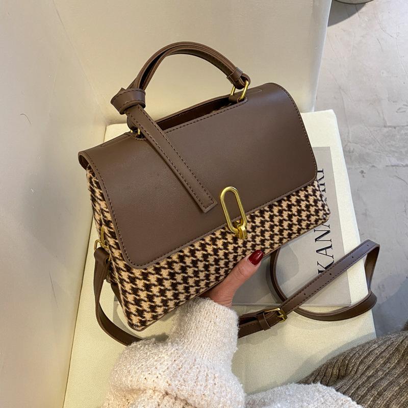 Summer retro handbag fashion bag women's 2025 new thousand bird grid messenger bag shoulder bag small square bag
