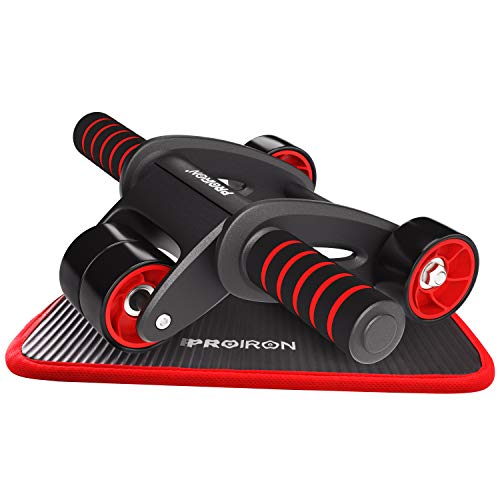 PROIRON Ab Roller, 4-Wheel Ab Roller, Abdominal Exercise Roller with Ultra-Comfortable Knee Pad, Quiet, Suitable for Beginners and Women [Latest 4-Whe