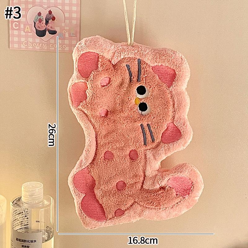 Cartoon Kawaii Kitten Hand Towel Super Absorbent Washing Hand Cloth Kitchen Bathroom Wall Hanging Towels Soft Handkerchief Rag